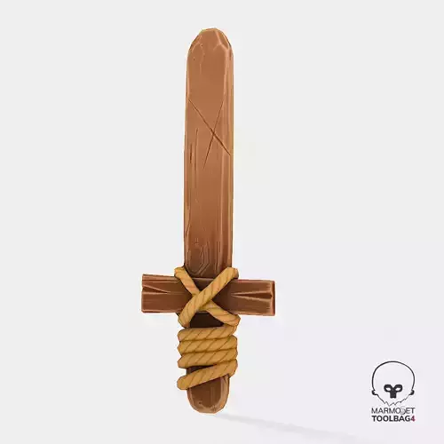 Stylized Wooden Sword Low-poly 3D model