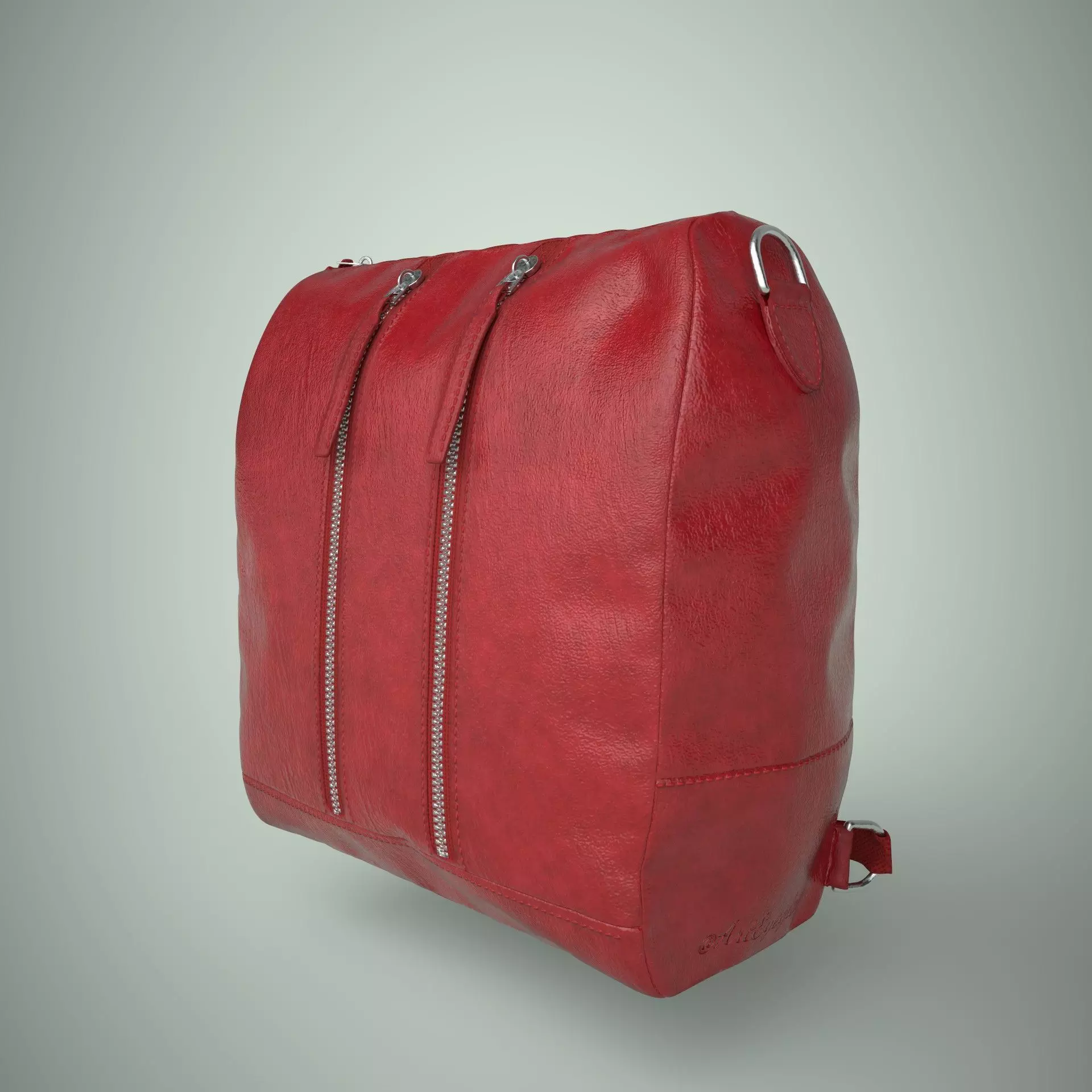 Leather backpack 3D model_0
