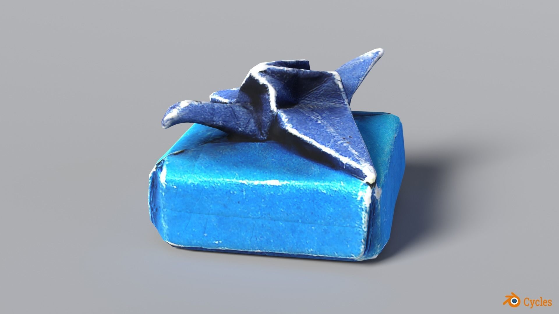 Box with Crane Origami Low-poly 3D model_0