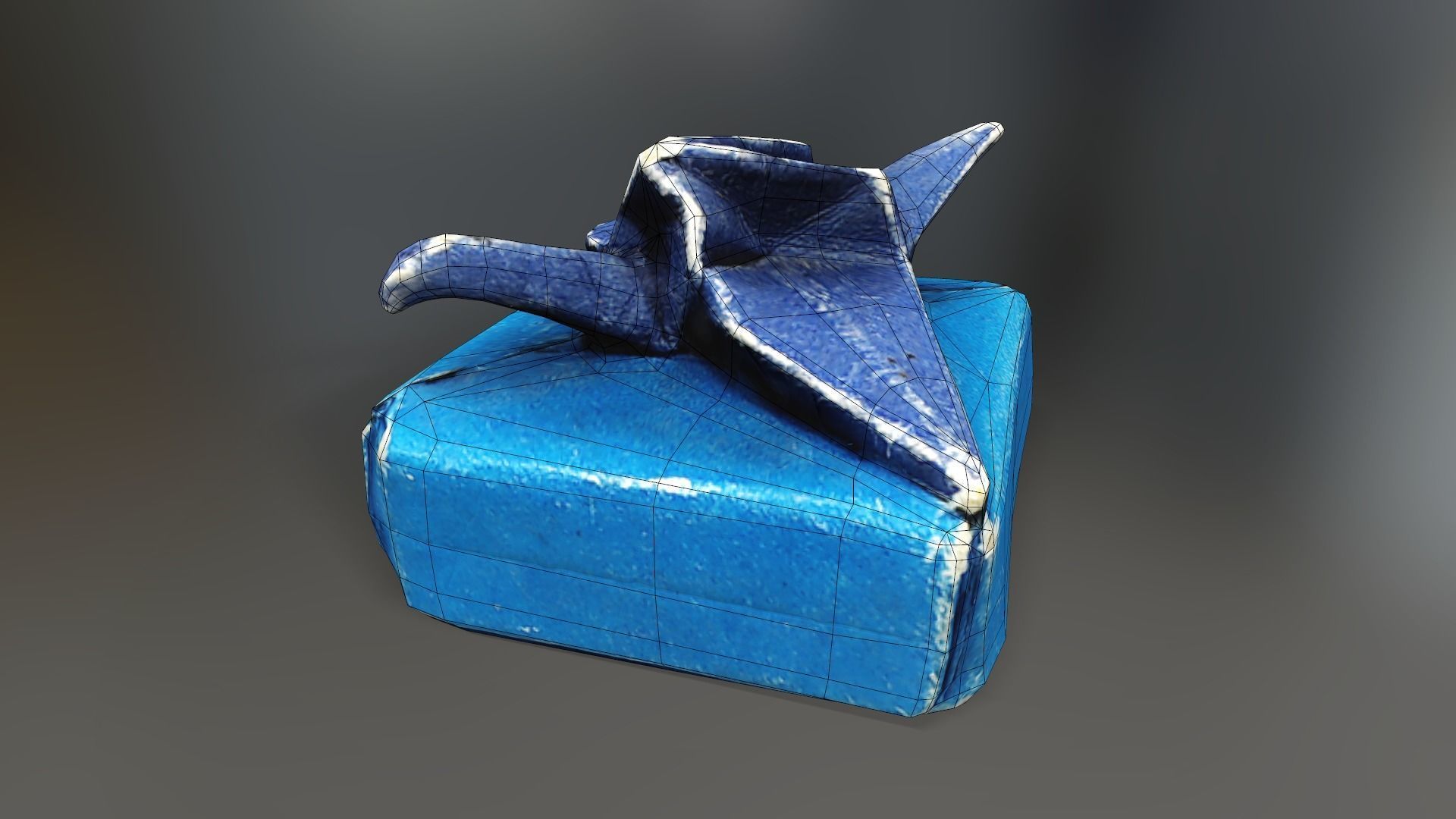 Box with Crane Origami Low-poly 3D model_40