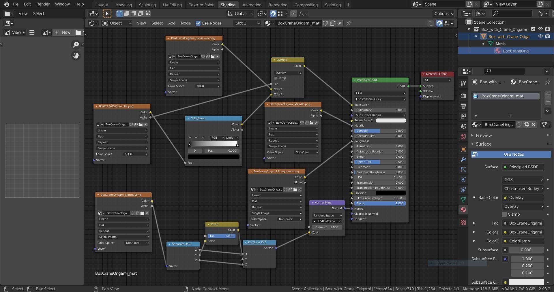 Box with Crane Origami Low-poly 3D model_54