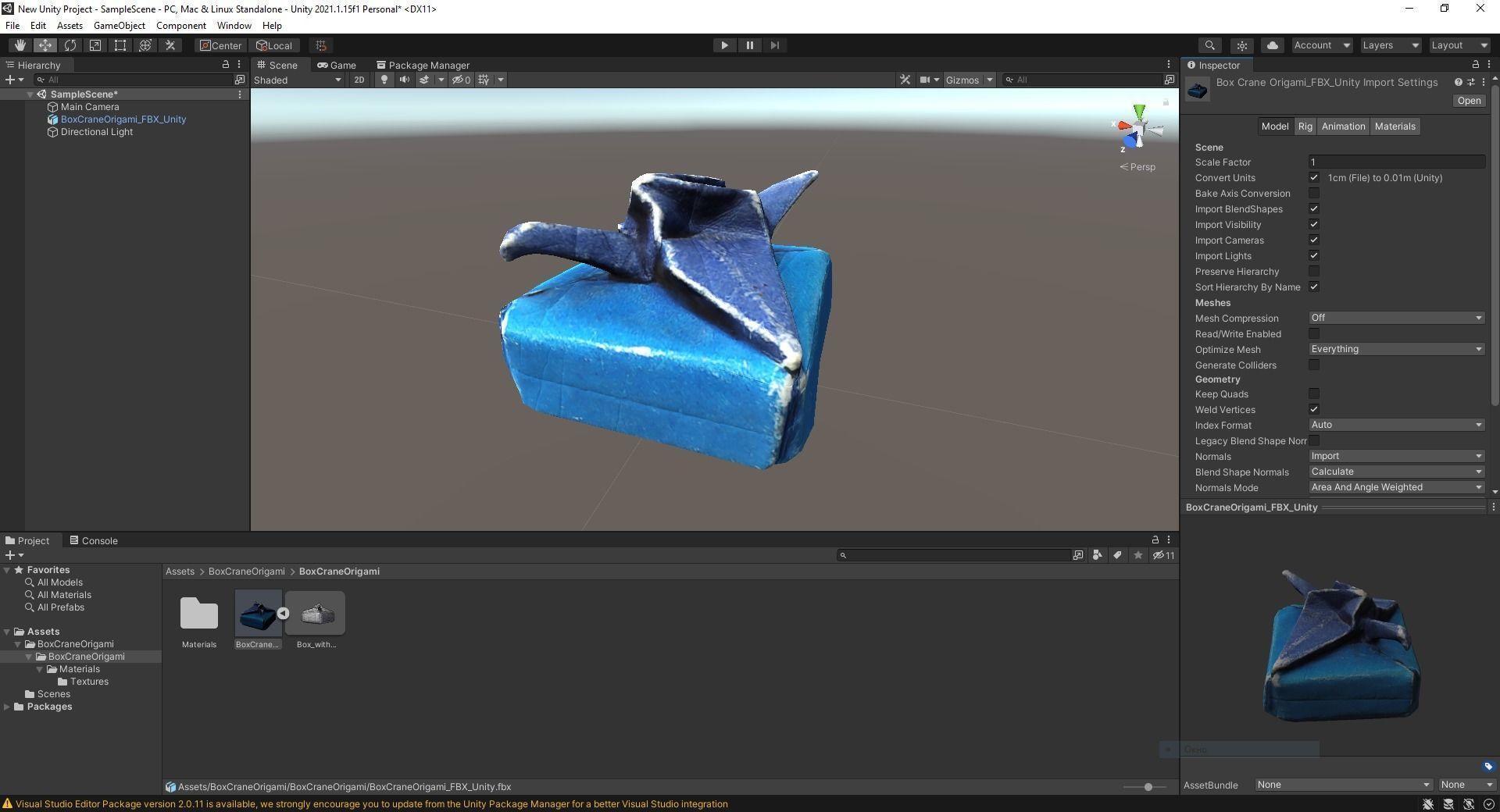 Box with Crane Origami Low-poly 3D model_57