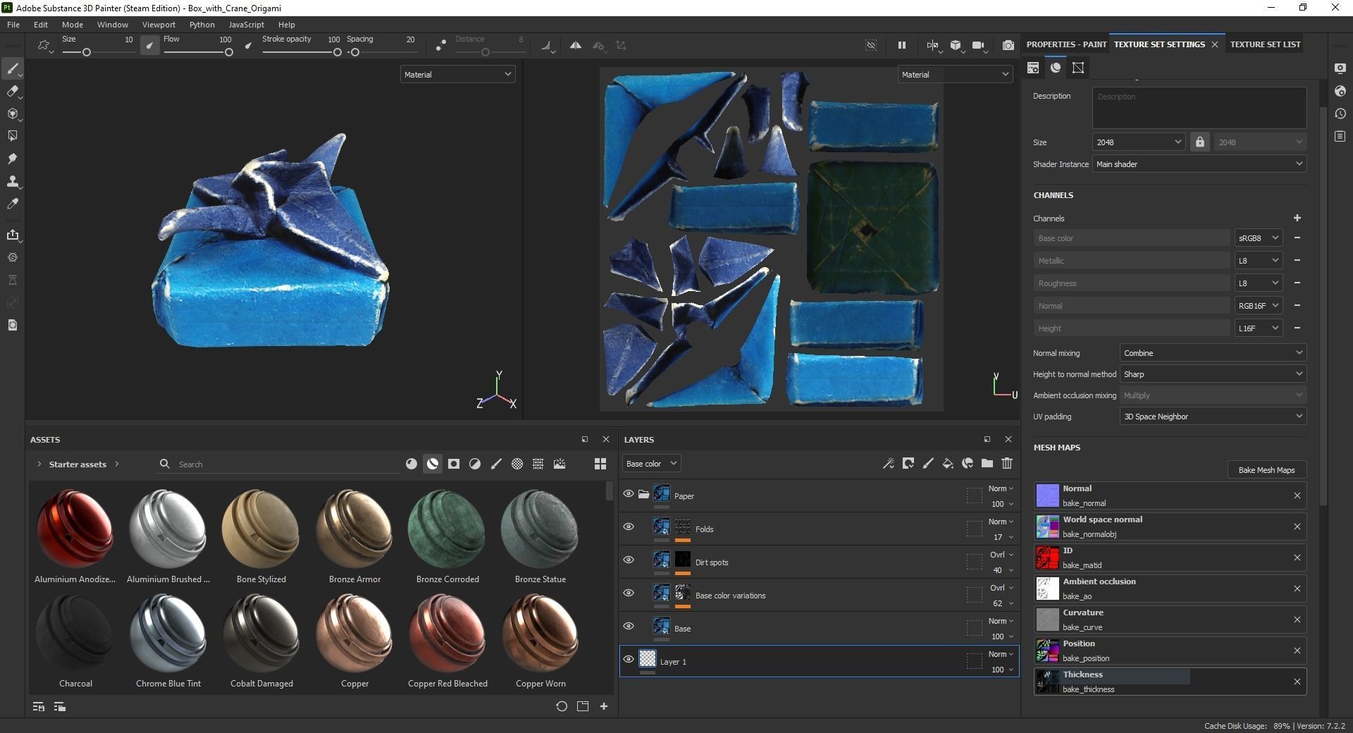 Box with Crane Origami Low-poly 3D model_55