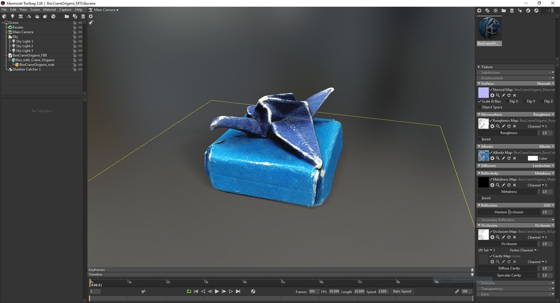 Box with Crane Origami Low-poly 3D model_56