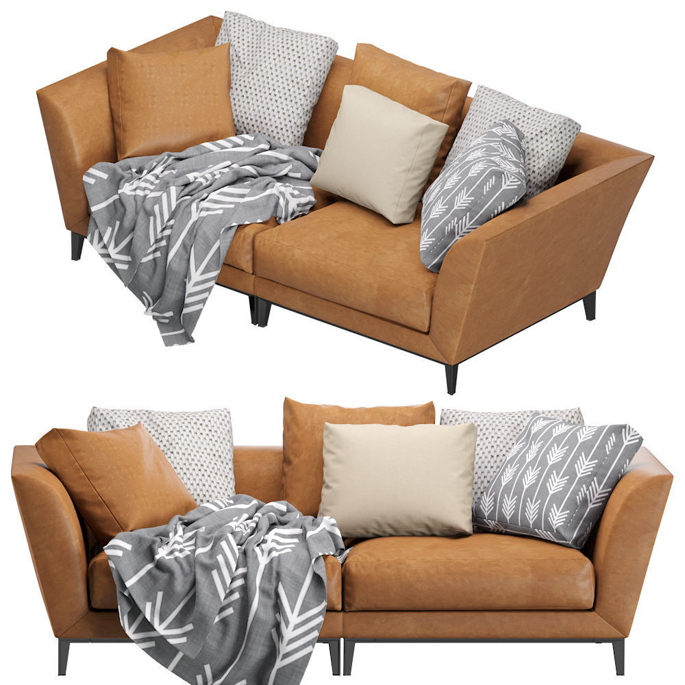 Weston Leather Sofa by Flexform 3D model_1