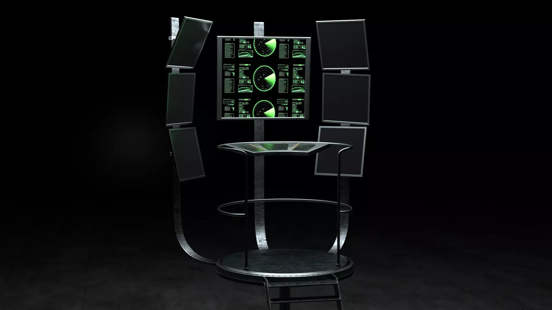 Sci-Fi Spaceship Control Center Low-poly 3D model