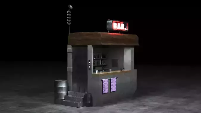 Sci-Fi Corner Bar Low-poly 3D model