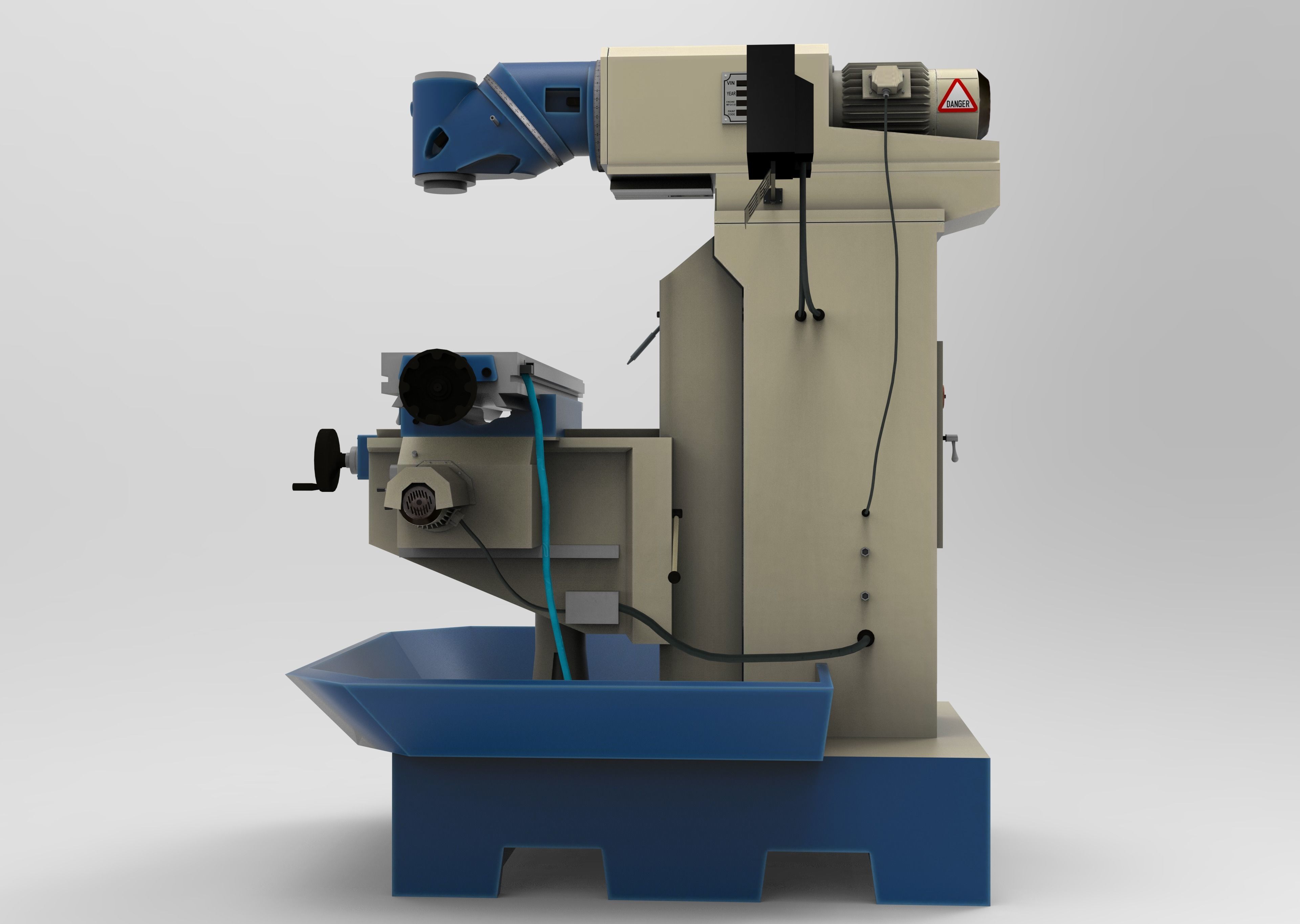 Milling Machine VR  Low-poly 3D model_10