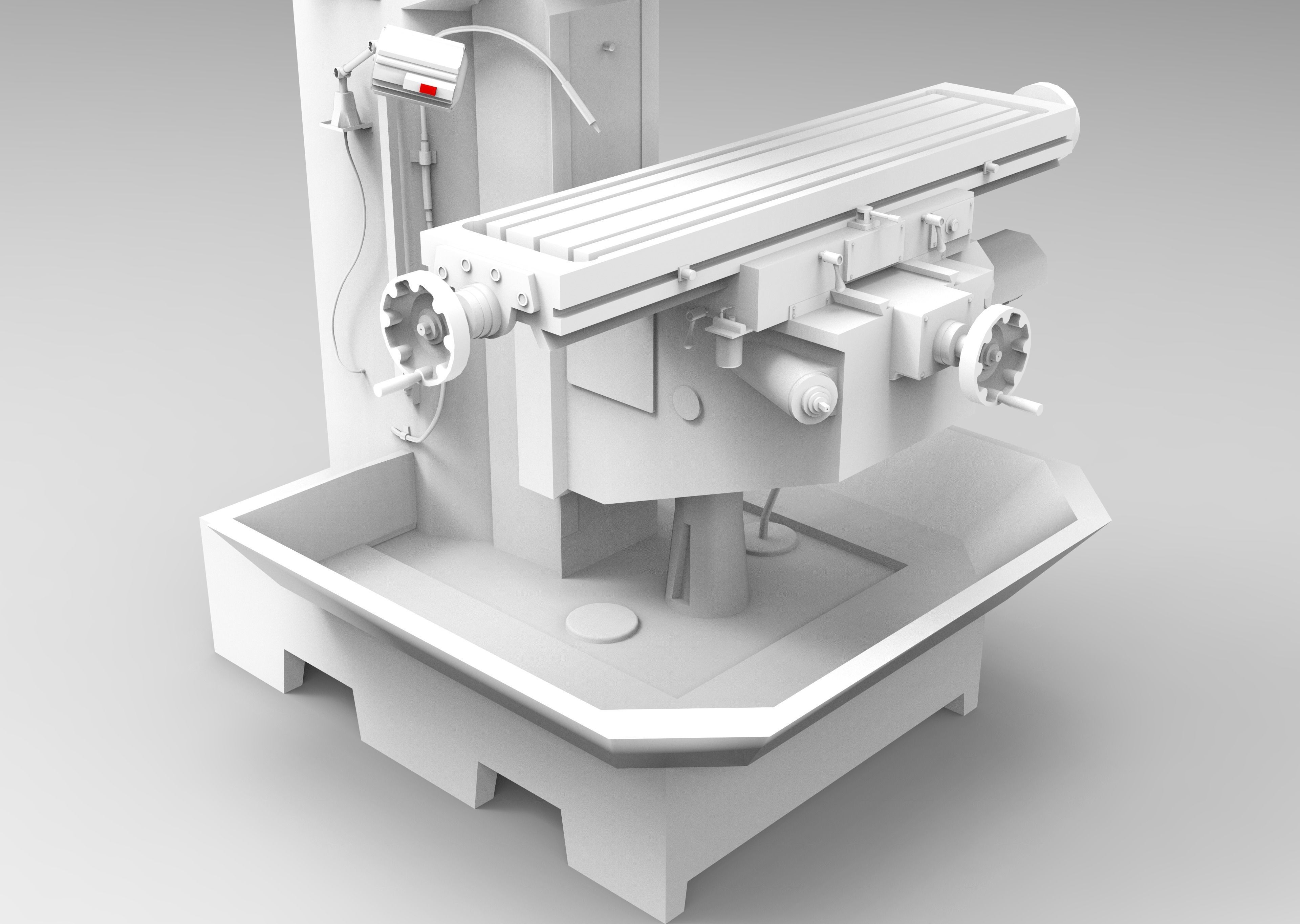 Milling Machine VR  Low-poly 3D model_12
