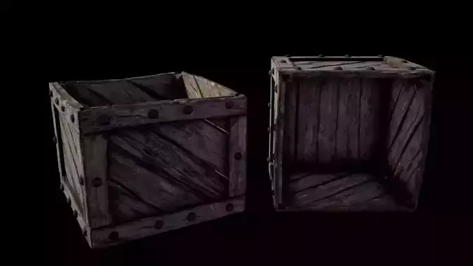 Medieval Fantasy Prop 03 - Old box Low-poly 3D model