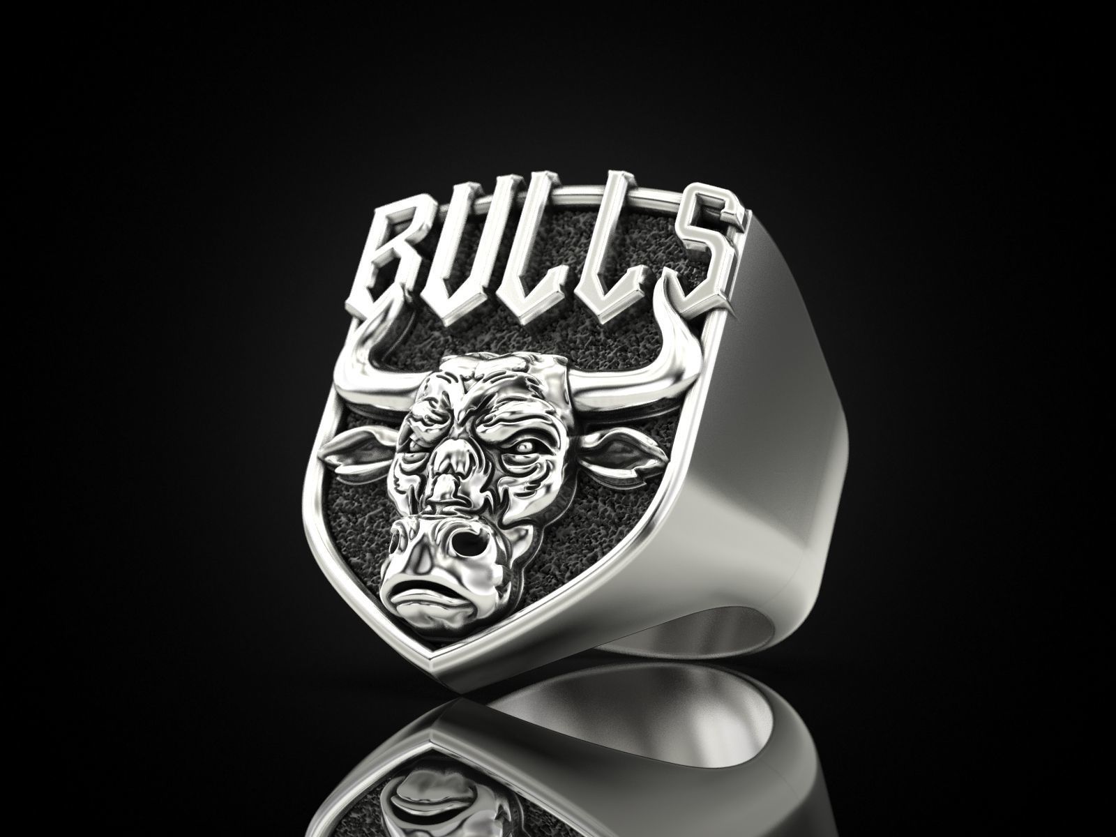 Ring bull head 3D print model_7