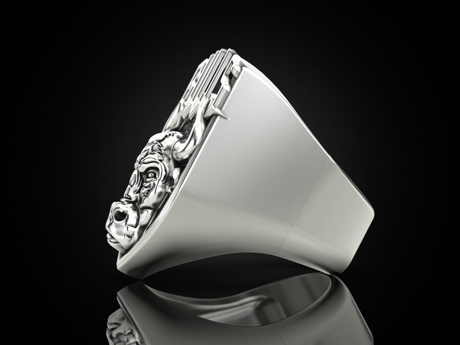 Ring bull head 3D print model_9