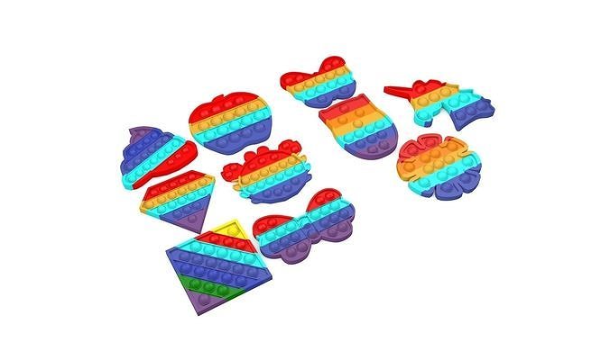 Pop It Push Bubble Fidget Toys Pack 1 Low-poly 3D model