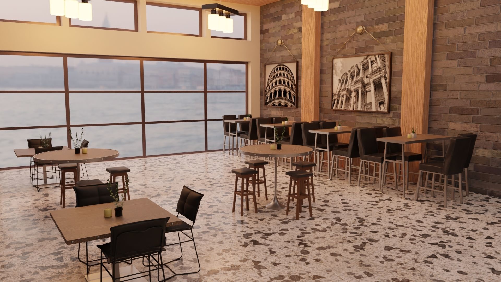Cafe Interior 3D model_2