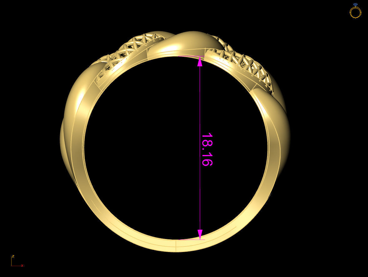 cuban chain woman ring 3D Model Collection_16