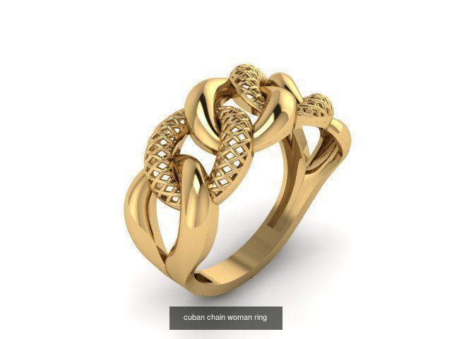cuban chain woman ring 3D Model Collection_6