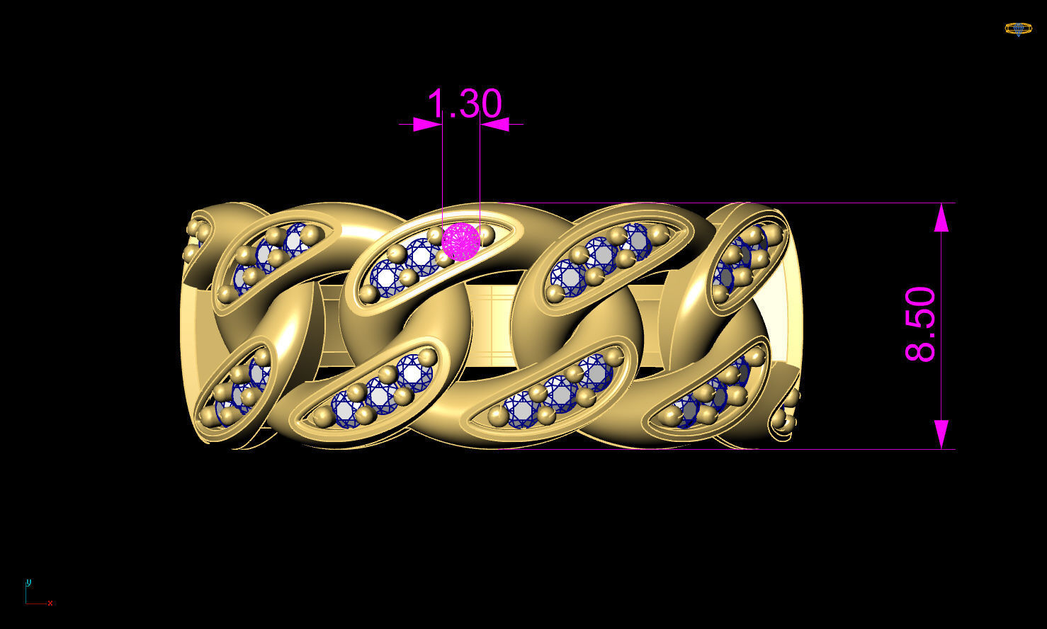 cuban chain woman ring 3D Model Collection_27