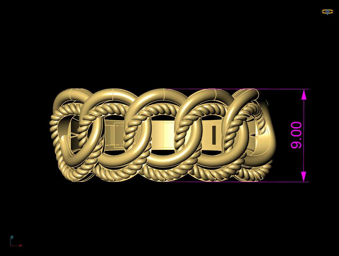 cuban chain woman ring 3D Model Collection_10