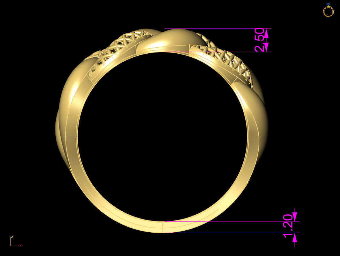 cuban chain woman ring 3D Model Collection_15
