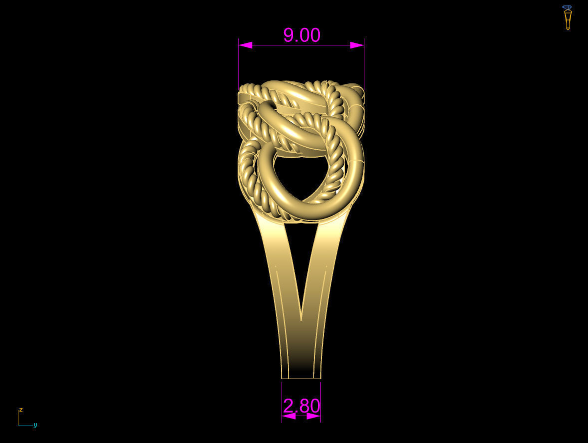 cuban chain woman ring 3D Model Collection_7