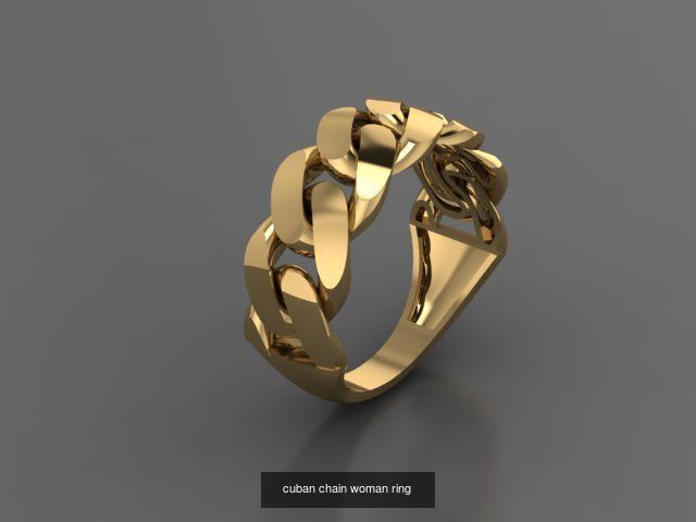 cuban chain woman ring 3D Model Collection_1