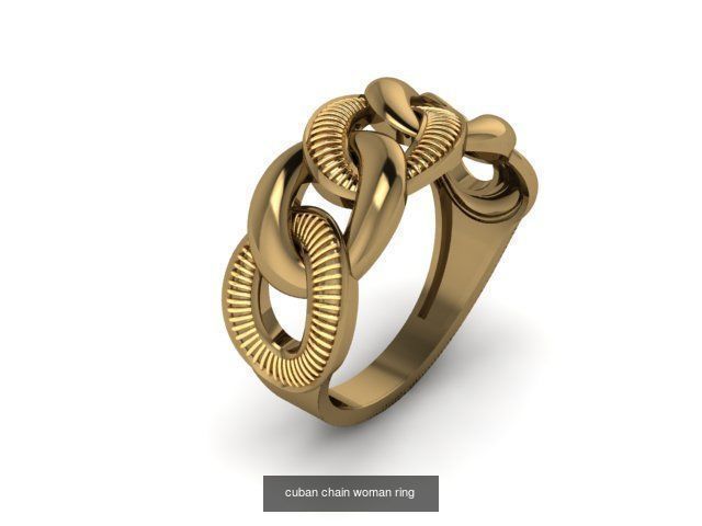 cuban chain woman ring 3D Model Collection_5