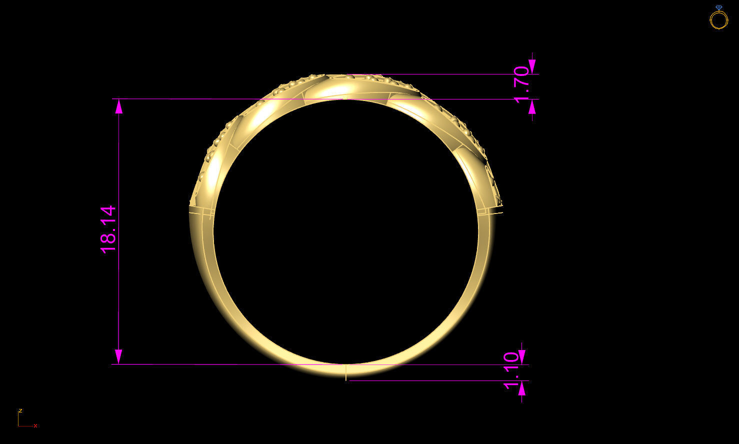 cuban chain woman ring 3D Model Collection_28