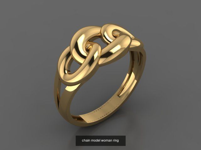 cuban chain woman ring 3D Model Collection_3