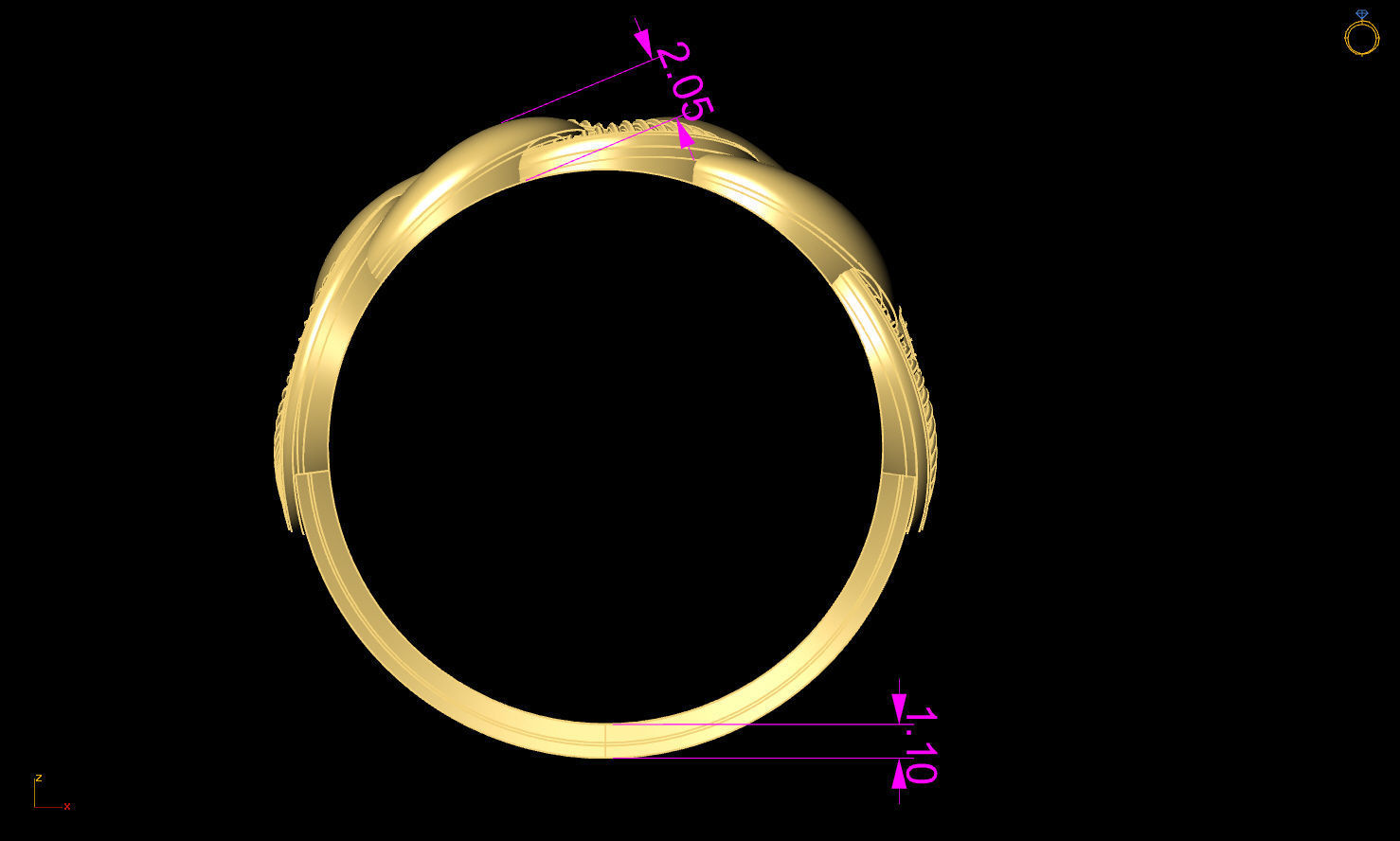 cuban chain woman ring 3D Model Collection_13