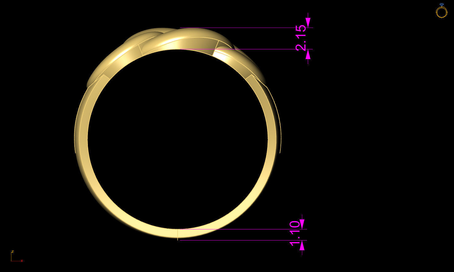 cuban chain woman ring 3D Model Collection_21