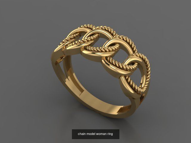 cuban chain woman ring 3D Model Collection_4