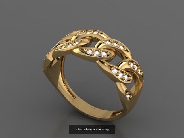 cuban chain woman ring 3D Model Collection_2