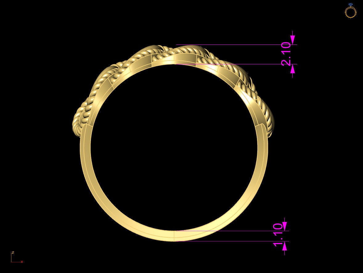 cuban chain woman ring 3D Model Collection_9