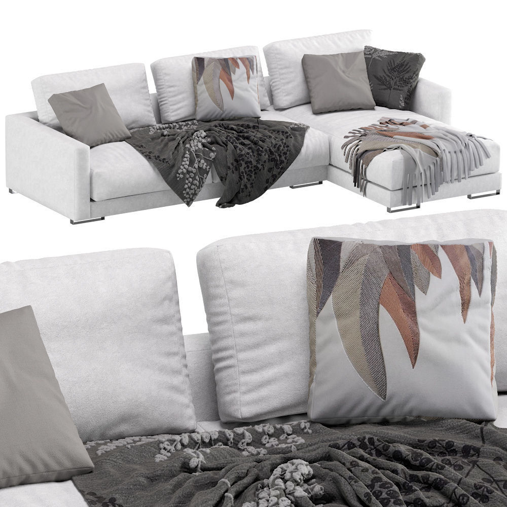 Flexform Magnum Chaise Longue Sofa Velvet 3D model_3