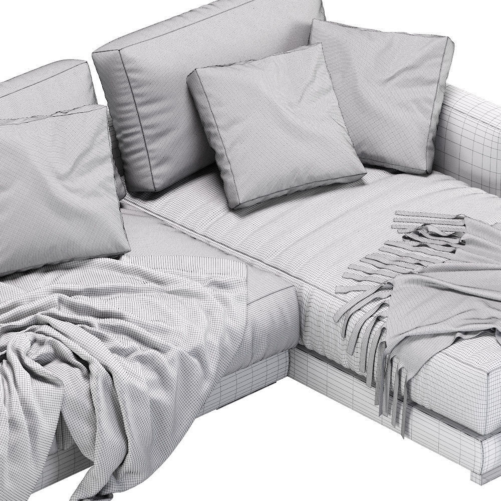 Flexform Magnum Chaise Longue Sofa Velvet 3D model_6