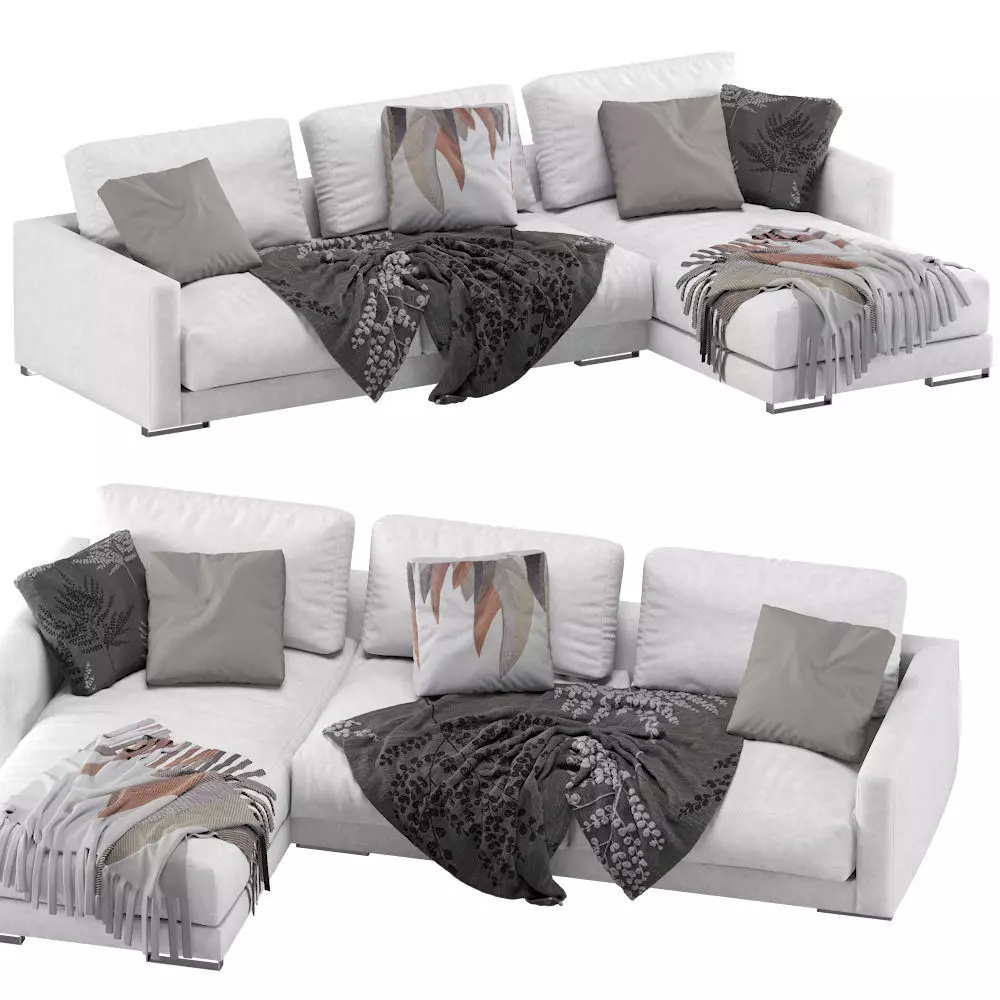 Flexform Magnum Chaise Longue Sofa Velvet 3D model_0