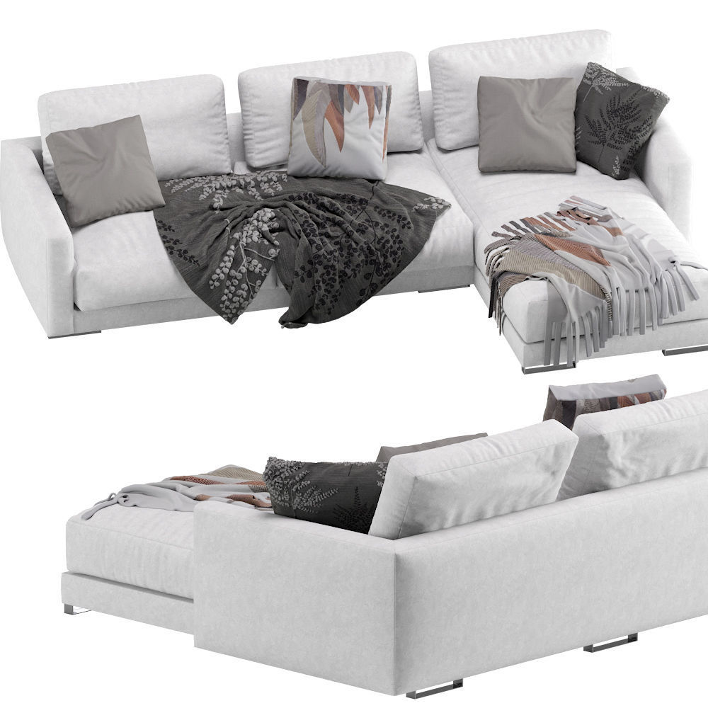 Flexform Magnum Chaise Longue Sofa Velvet 3D model_2