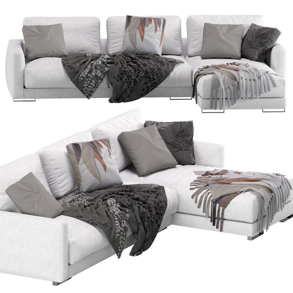 Flexform Magnum Chaise Longue Sofa Velvet 3D model_1