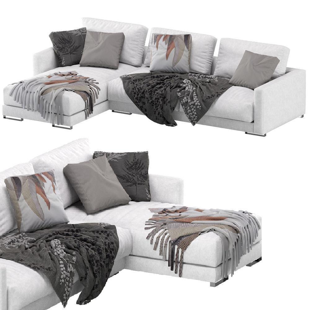 Flexform Magnum Chaise Longue Sofa Velvet 3D model_5