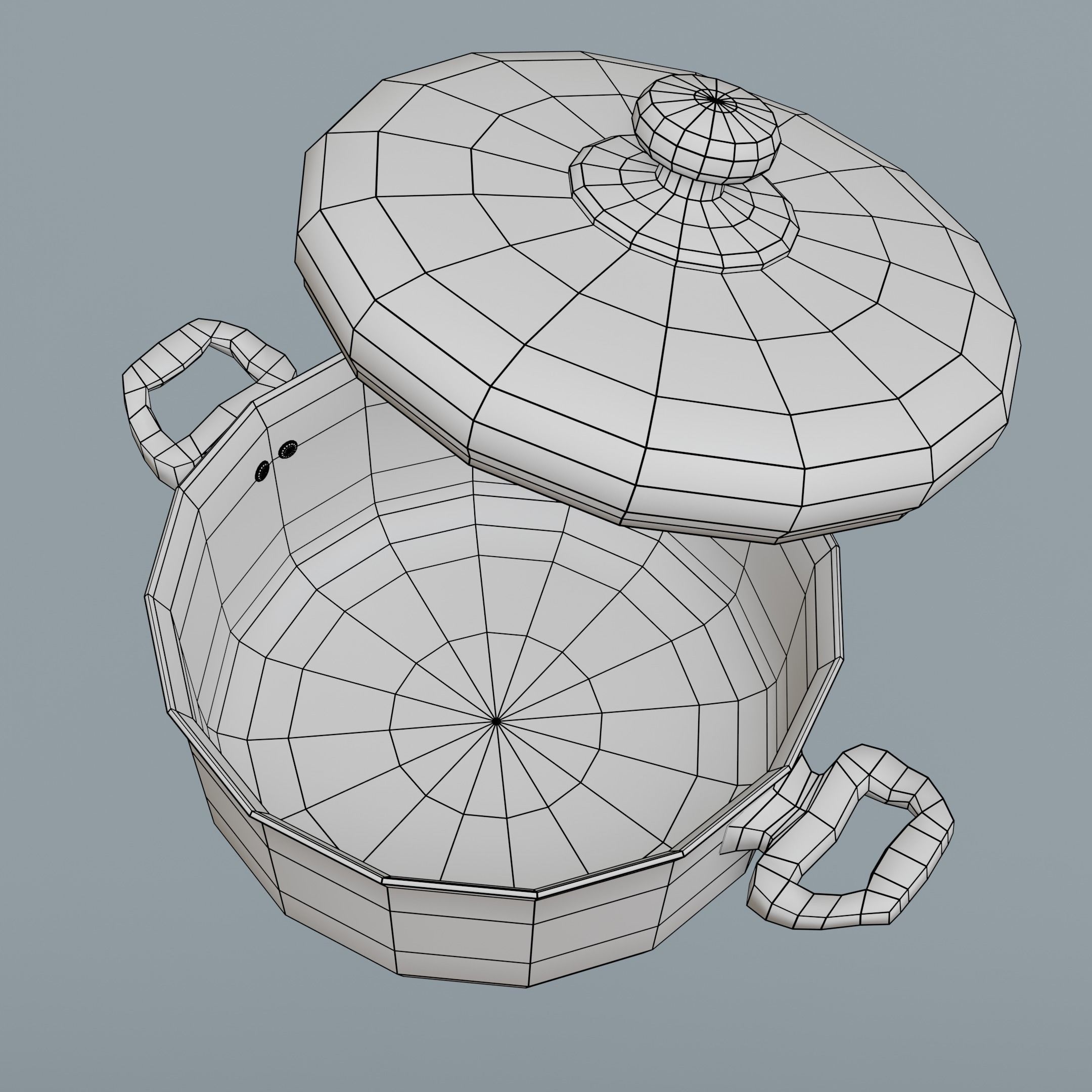 Cooking pot Low-poly 3D model_9