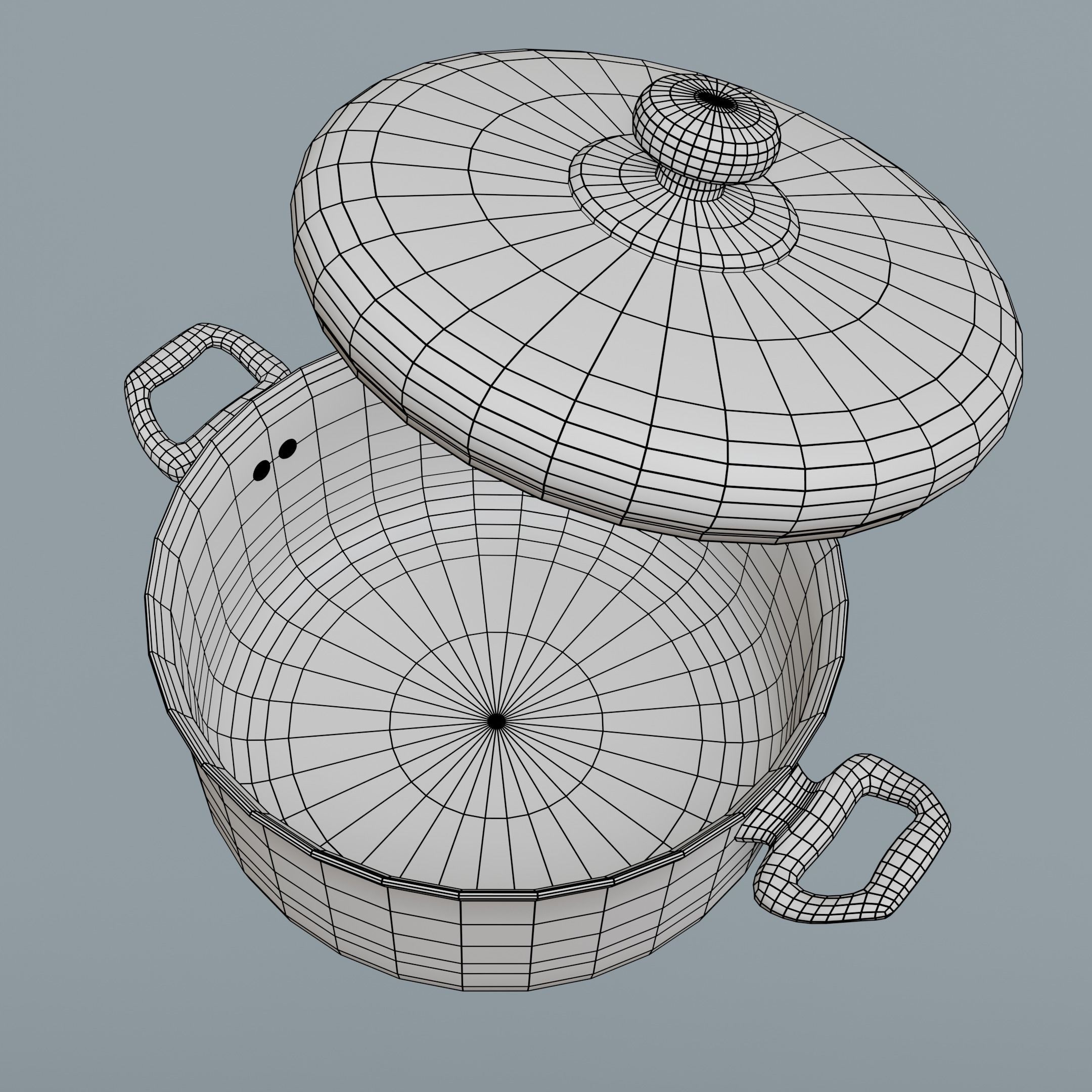 Cooking pot Low-poly 3D model_7