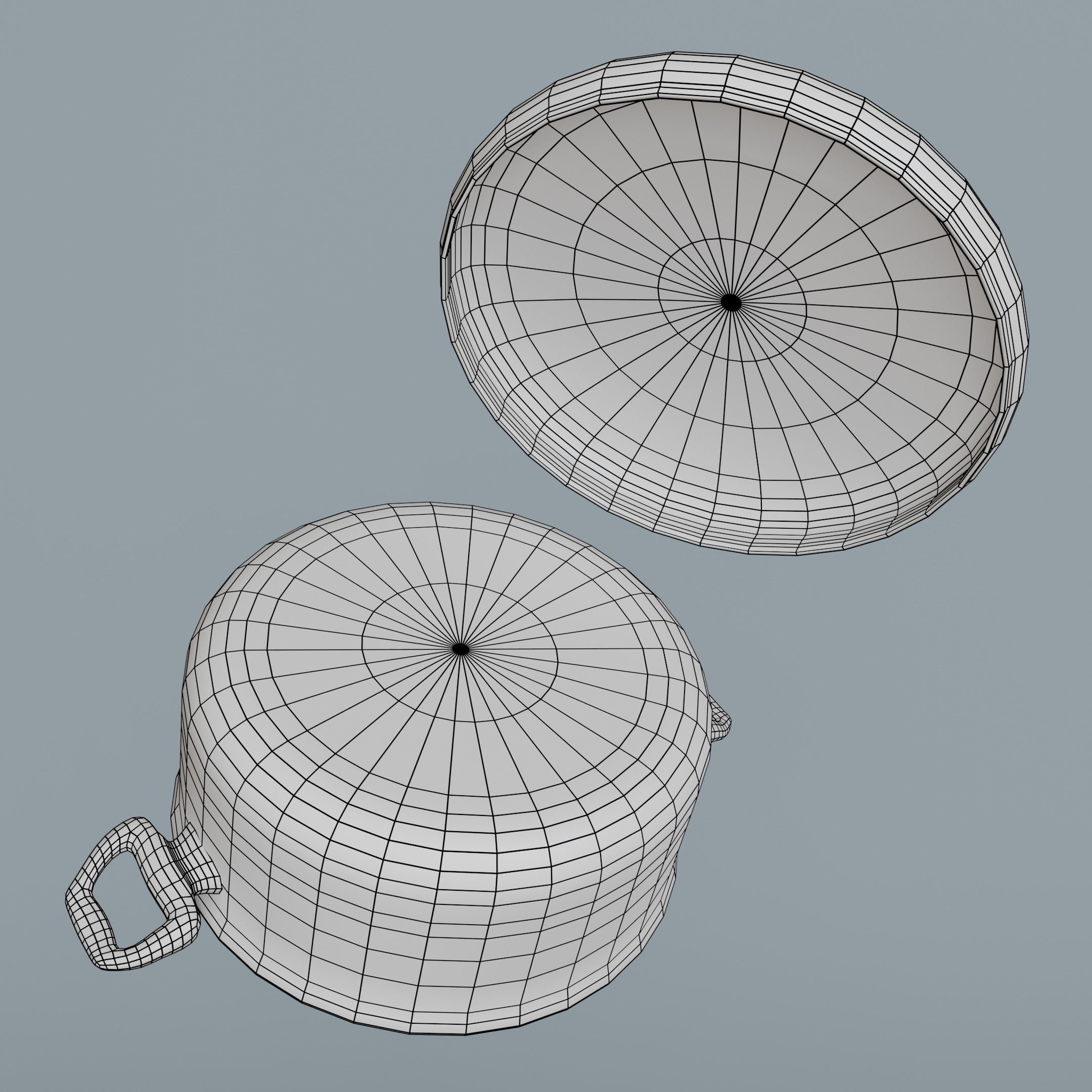Cooking pot Low-poly 3D model_8