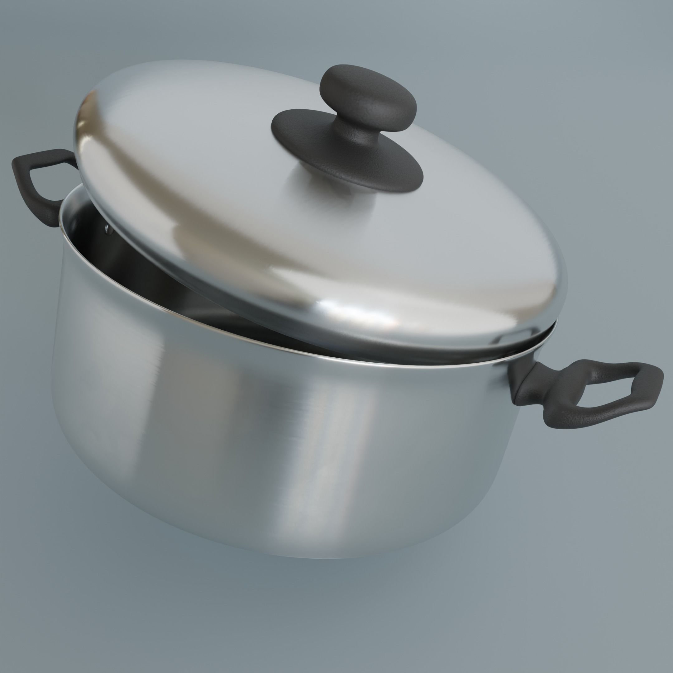 Cooking pot Low-poly 3D model_2