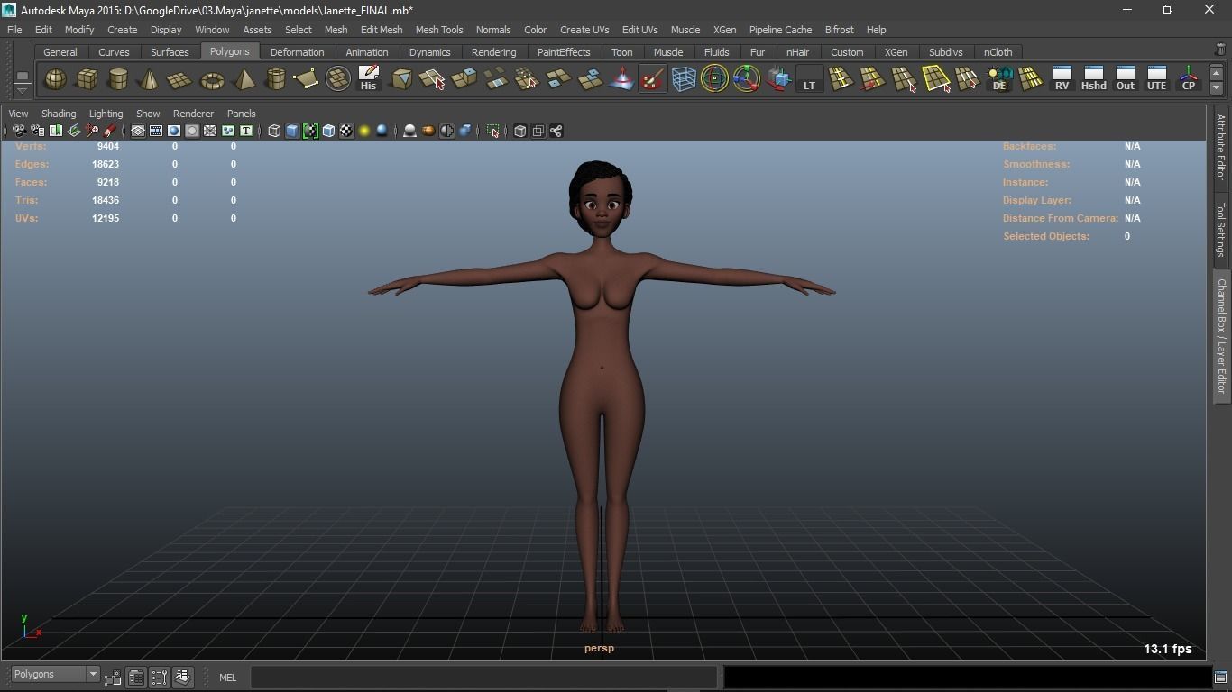 Janette cartoon female character 3D model_2