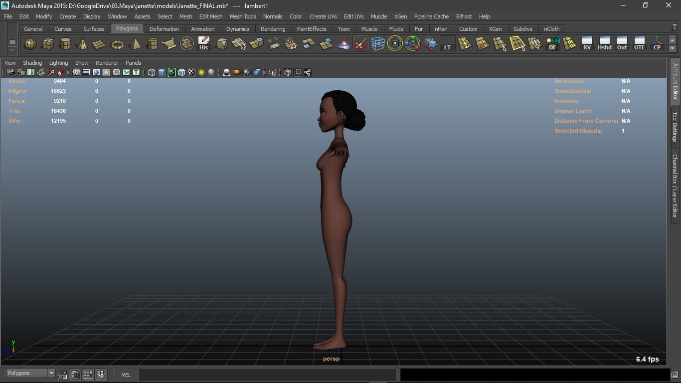 Janette cartoon female character 3D model_4