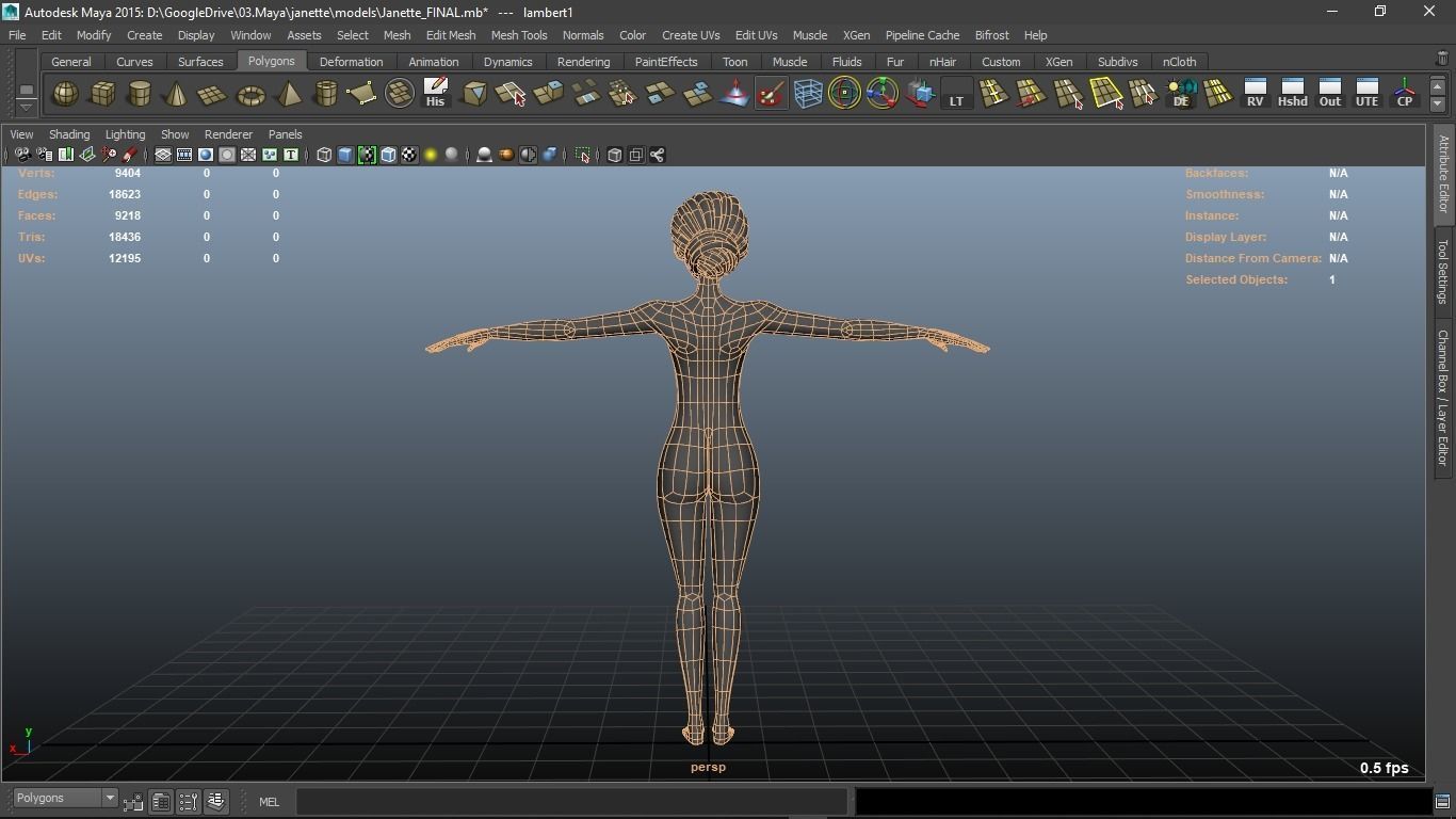 Janette cartoon female character 3D model_7