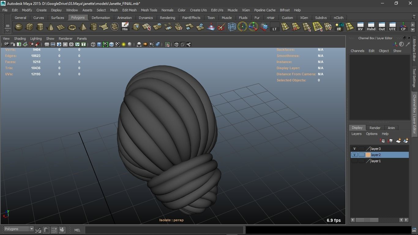 Janette cartoon female character 3D model_35
