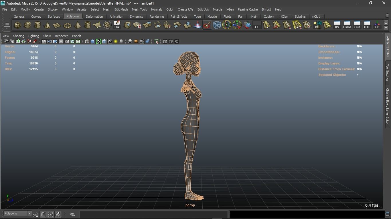 Janette cartoon female character 3D model_9