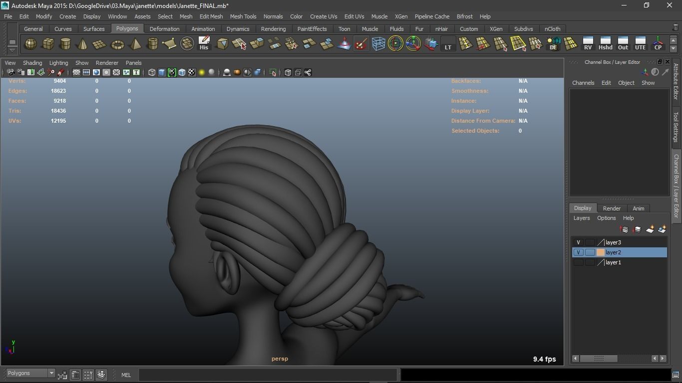 Janette cartoon female character 3D model_37