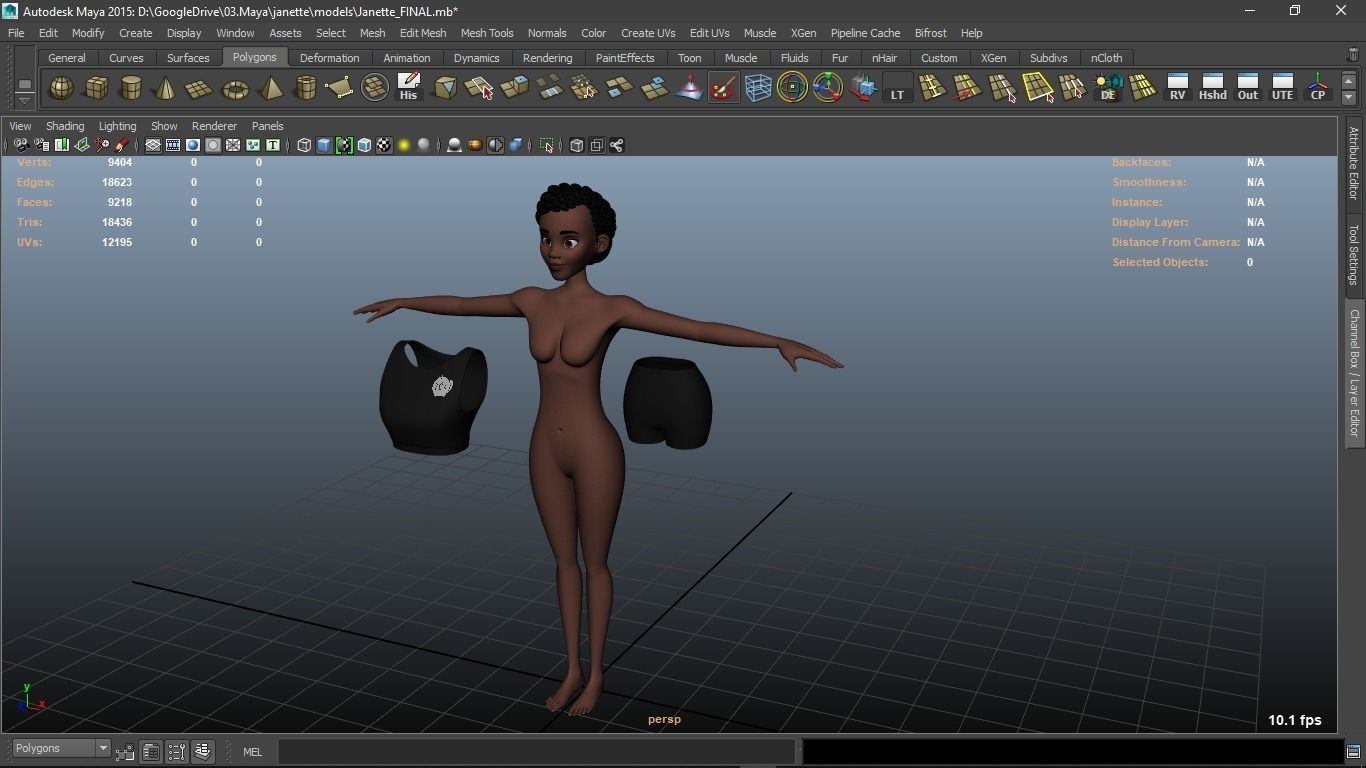 Janette cartoon female character 3D model_41